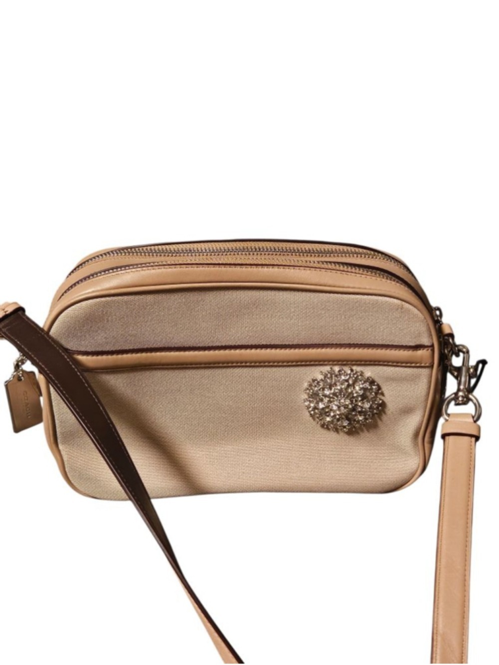 Coach Beige Brown Embellished Crossbody Bag One Size - Picture 4 of 13